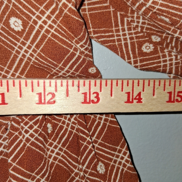 Rewind Rust Plaid Ruffle Blouse - Picture 5 of 7